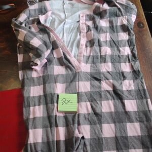 Cozy Pink and Gray Checkered Women's Pajama Set